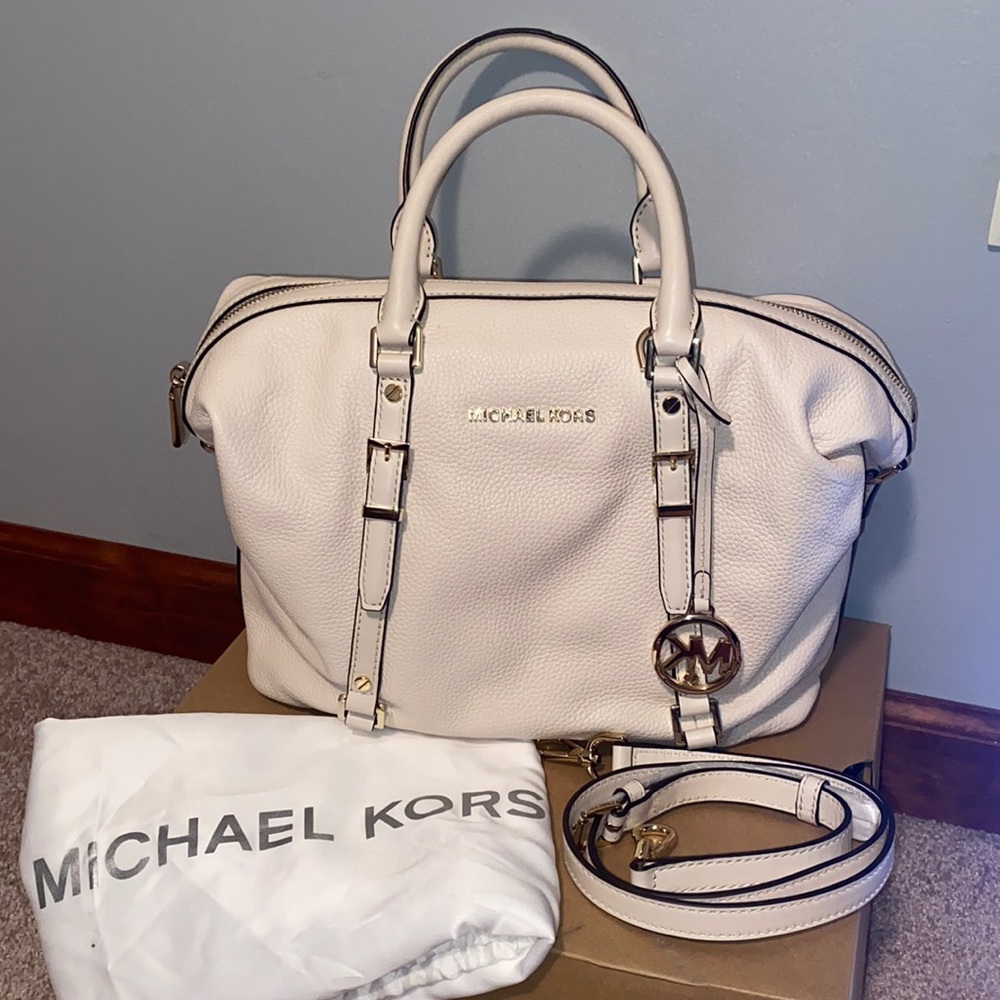 Michael Kors Bedford Legacy Medium Light Cream Convertible Satchel